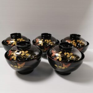 漆木盖碗[套][越前涂][莳绘付][作者:源伸堂]