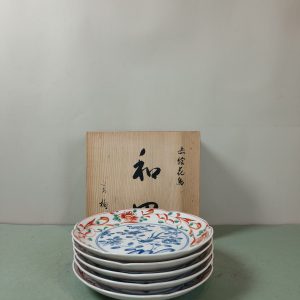 盘 [橘吉] [赤绘花鸟] [套/五件入] [全新/木盒装]