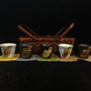 茶杯 [陶土/藤篮] [套/五件入] [全新/盒装]