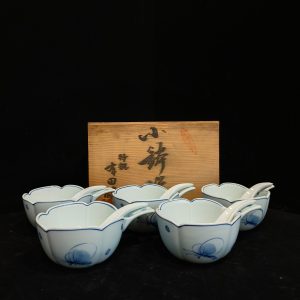 甜品碗 [小钵] [有田烧] [5小碗5陶瓷汤匙] [套] [全新/木盒装]