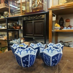 六角小碗 [染付][套/五件入] Hexagonal small bowls [blue-and-white ware][set of 5]