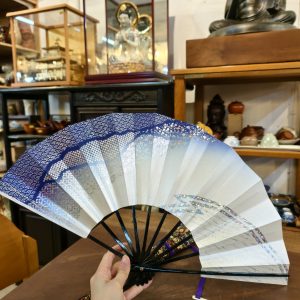 纸扇 [竹骨] [金丝刺绣包] [套] Paper Fan [Bamboo Frame] [Gold-thread Embroidered Pouch] [Set]