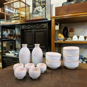 烧酒组 [陶土] [2壶5小杯5茶杯] Shochu Set [Ceramic] [2 Bottles + 5 Small Cups + 5 Tea Cups]