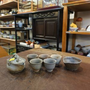 茶具组 [备前烧] [1宝瓶1公道杯5小杯] [套] Tea Set [Bizen Ware] [1 Hohin Teapot, 1 Fairness Cup, 5 Small Cups] [Set]