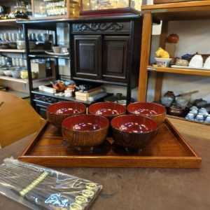 餐具 [1木托盘5纤维碗5木筷子][套] [全新/盒装] Dining Set [1 Wooden Tray, 5 Fiber Bowls, 5 Wooden Chopsticks][Set] [Brand New / Boxed] 